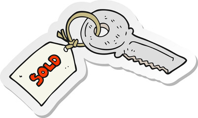 sticker of a cartoon key with sold tag