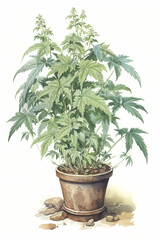 Botanical Watercolor Illustration of Bishop's Weed in Pot. Generative AI