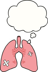 cartoon lungs and thought bubble