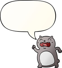cartoon cat and speech bubble in smooth gradient style