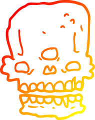 warm gradient line drawing cartoon spooky skull