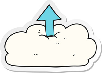 sticker of a cartoon upload to the cloud