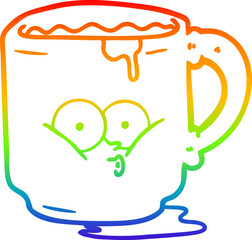 rainbow gradient line drawing cartoon dirty office mug