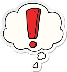 cartoon exclamation mark and thought bubble as a printed sticker