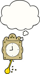 cartoon ticking clock and thought bubble