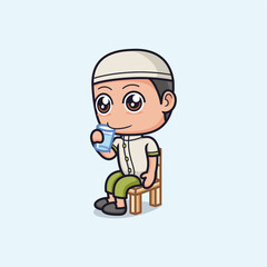 cute cartoon muslim boy character