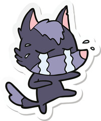 sticker of a cartoon crying wolf