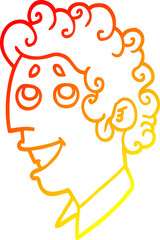 warm gradient line drawing cartoon man face