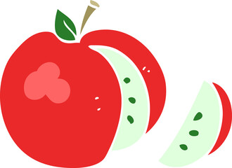 flat color illustration of a cartoon apple