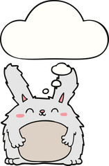 cartoon furry rabbit and thought bubble