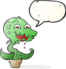 speech bubble cartoon monster plant