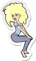 sticker of a cartoon woman with big hair