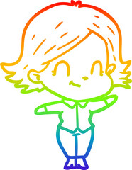 rainbow gradient line drawing cartoon friendly girl