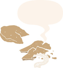 cartoon fortune cookies and speech bubble in retro style
