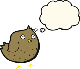 cartoon bird with thought bubble