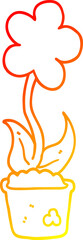 warm gradient line drawing cute cartoon flower
