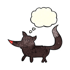 cartoon little wolf with thought bubble