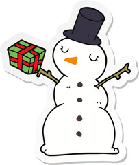 sticker of a cartoon snowman