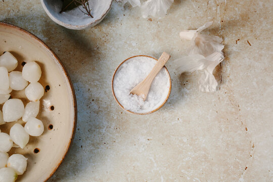 Salt and other ingredients on a table