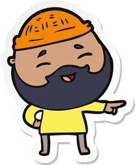 sticker of a cartoon happy bearded man