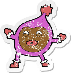 retro distressed sticker of a cartoon funny creature