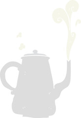 flat color illustration of a cartoon steaming  coffee pot