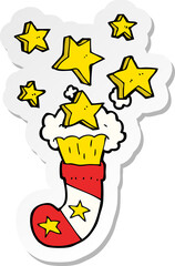 sticker of a cartoon magic christmas stocking