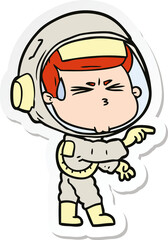 sticker of a cartoon stressed astronaut