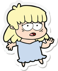 Obraz premium sticker of a cartoon tired woman