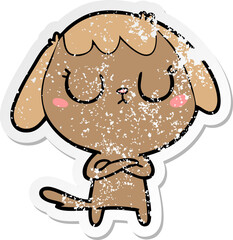 distressed sticker of a cute cartoon dog