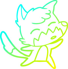 cold gradient line drawing cartoon fox