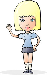 cartoon woman waving