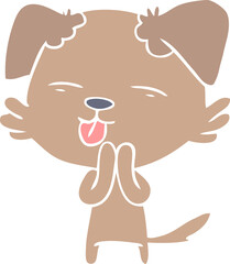 flat color style cartoon dog sticking out tongue