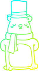 cold gradient line drawing cartoon bear