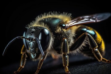 Bee On a Dark Surface, Dark Background