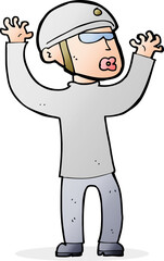 cartoon security man panicking