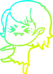 cold gradient line drawing annoyed cartoon vampire girl