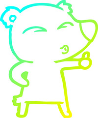 cold gradient line drawing cartoon whistling bear