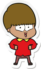 sticker of a cartoon happy boy