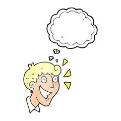 thought bubble textured cartoon excited man