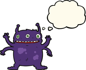 cartoon alien monster with thought bubble