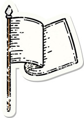 traditional distressed sticker tattoo of a white flag