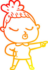 warm gradient line drawing cartoon calm woman