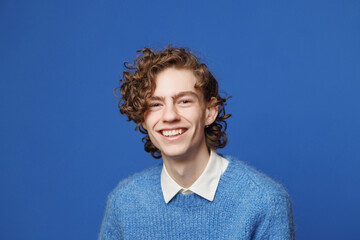 Portrait gen z androgynous smile headshot