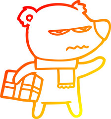 warm gradient line drawing angry bear cartoon gift