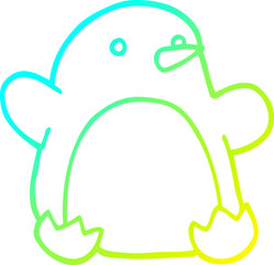 cold gradient line drawing cartoon christmas penguin