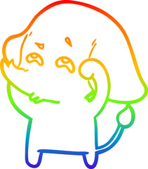 rainbow gradient line drawing cartoon elephant remembering