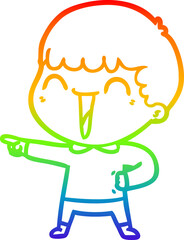 rainbow gradient line drawing cartoon happy man