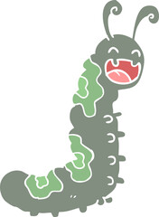 funny flat color style cartoon caterpillar