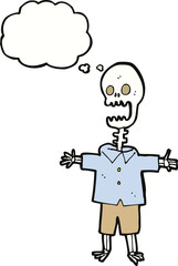 cartoon skeleton with thought bubble